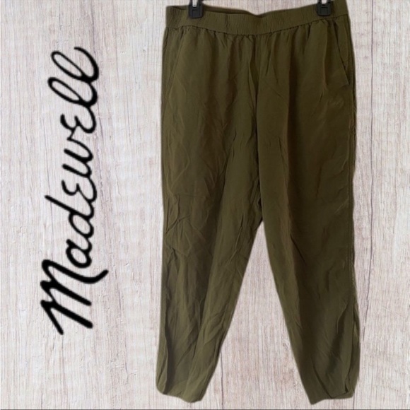 Madewell Dolphin Hem Track Trousers, Olive - Picture 4 of 4
